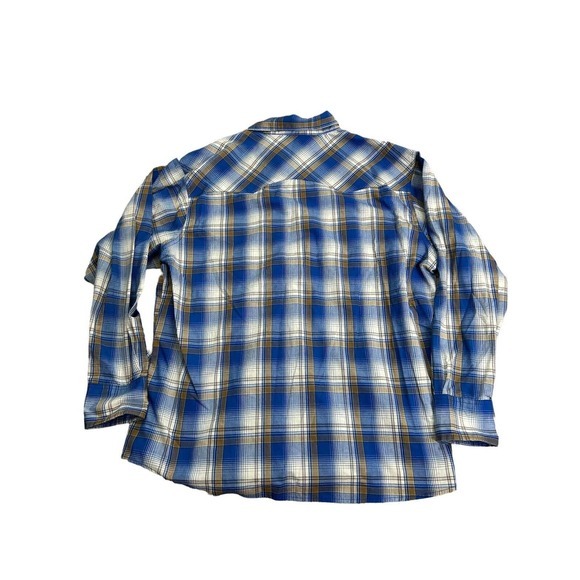 Vintage‎ Wrangler Wrancher Men's Large Blue/Tan Plaid Pearl Snap Shirt Size 2X - Picture 3 of 6
